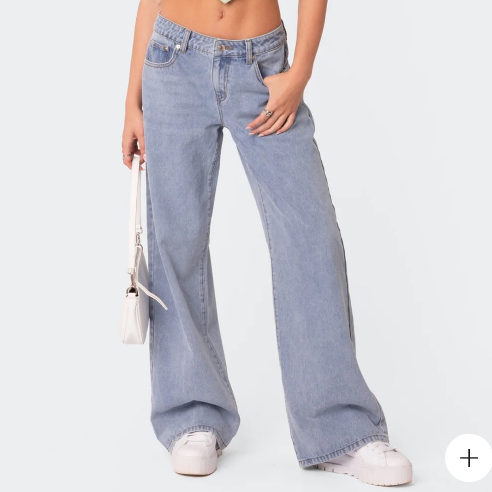 Edikted Raelynn Washed Low Rise Jeans Size XS